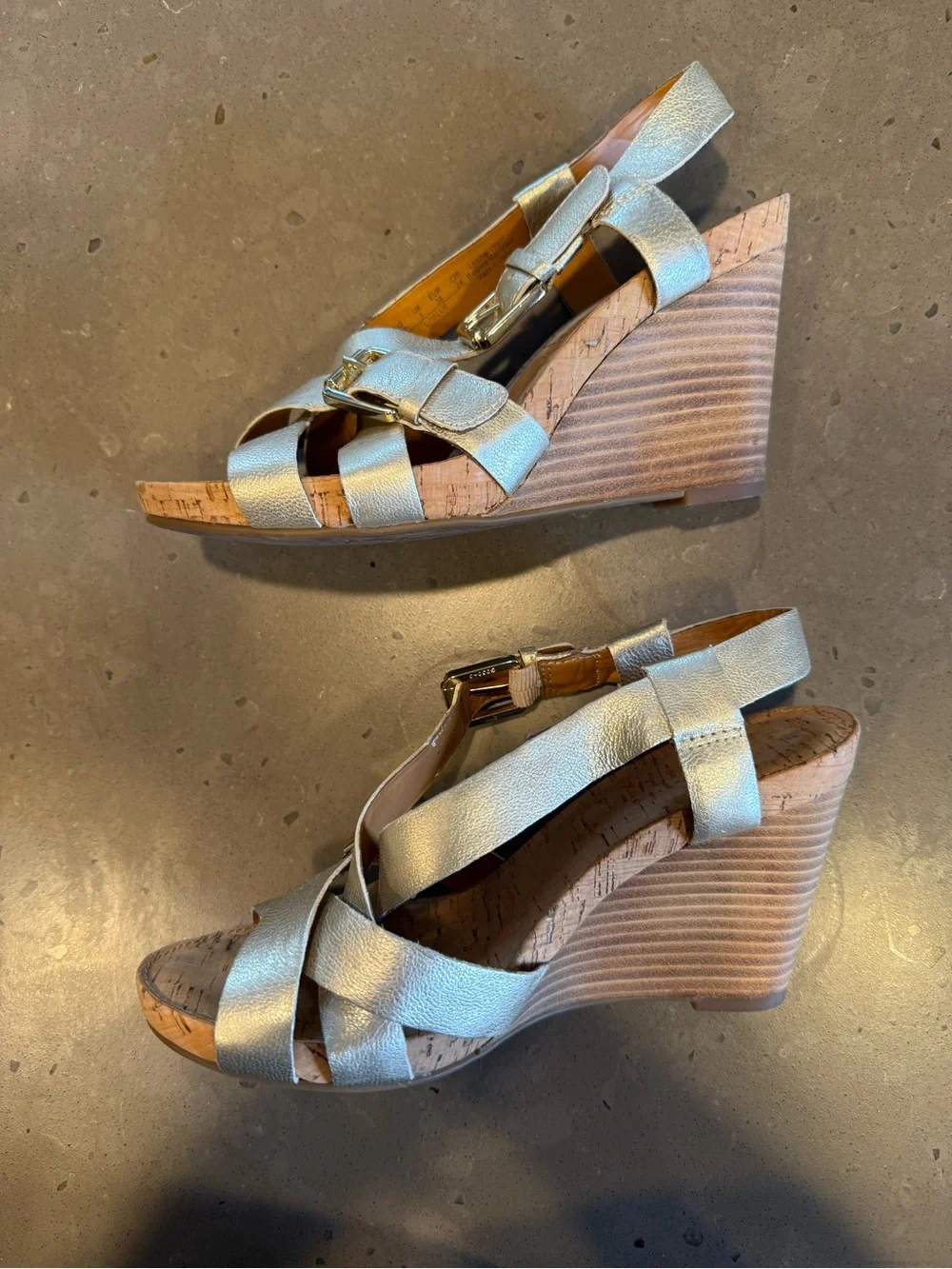 Franco Sarto Metallic Gold Wedge Sandals